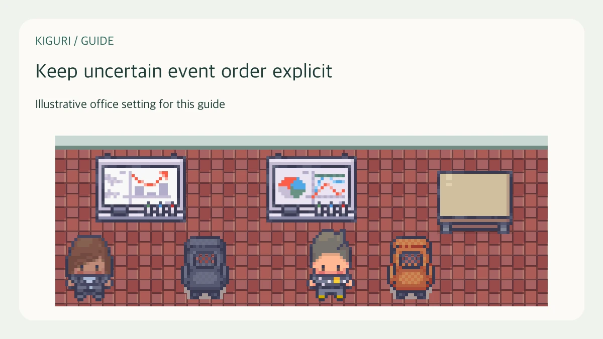 Illustrative setting to keep uncertain event order explicit