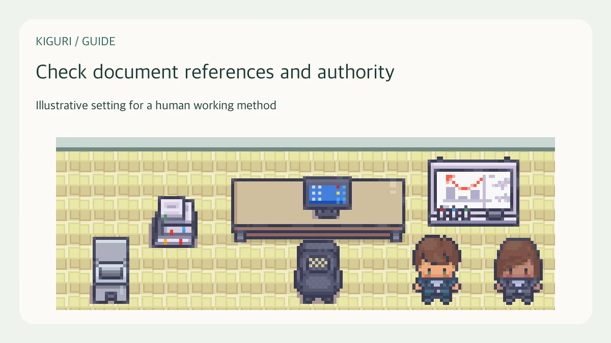 Illustrative office scene for check document references and authority