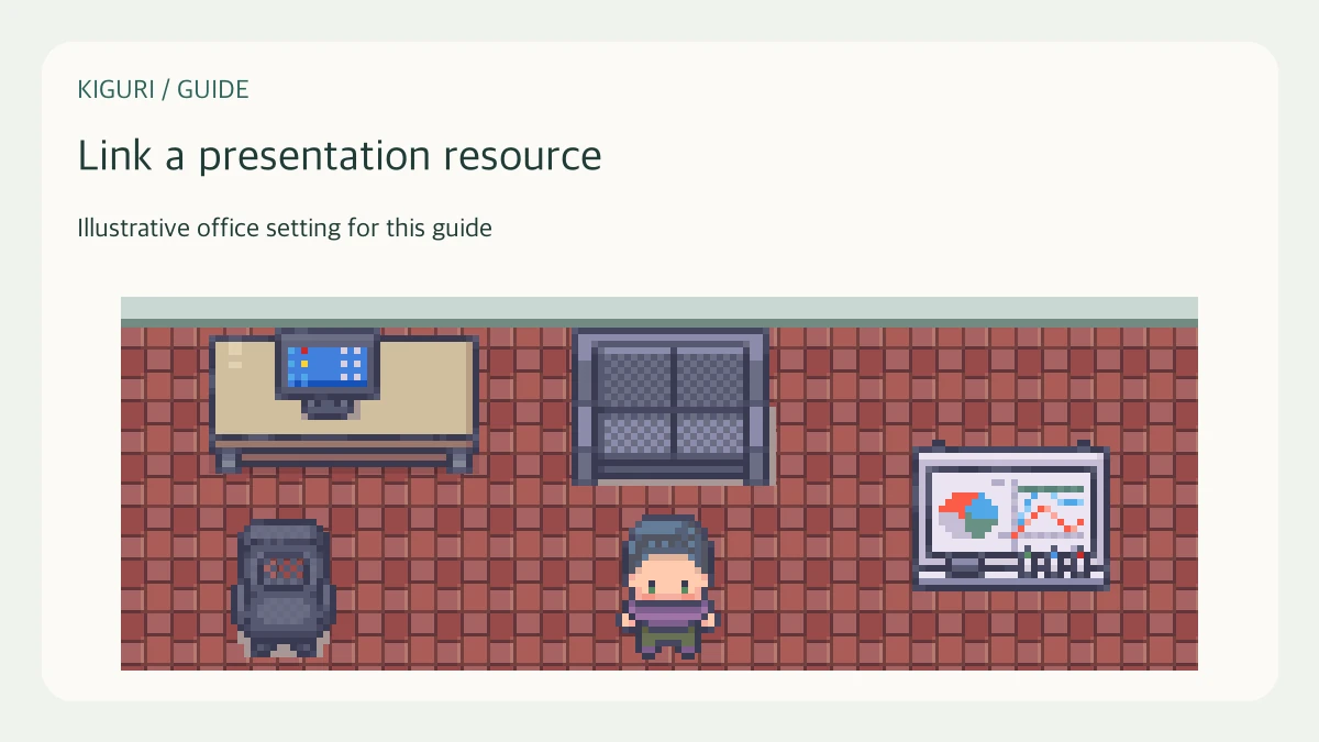 Illustrative office scene to link a presentation resource