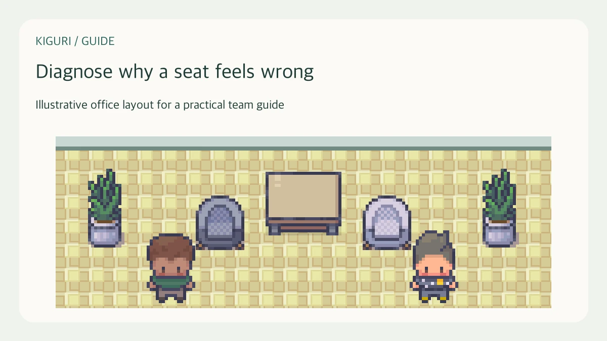 Illustrative pixel-art office scene for diagnose why a seat feels wrong