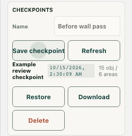 A named local checkpoint with Restore and Download controls