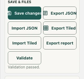 Save and files controls including Import JSON and Validate