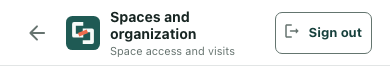 The actual Spaces and organization header with the Sign out control in an isolated fictional signed-in context