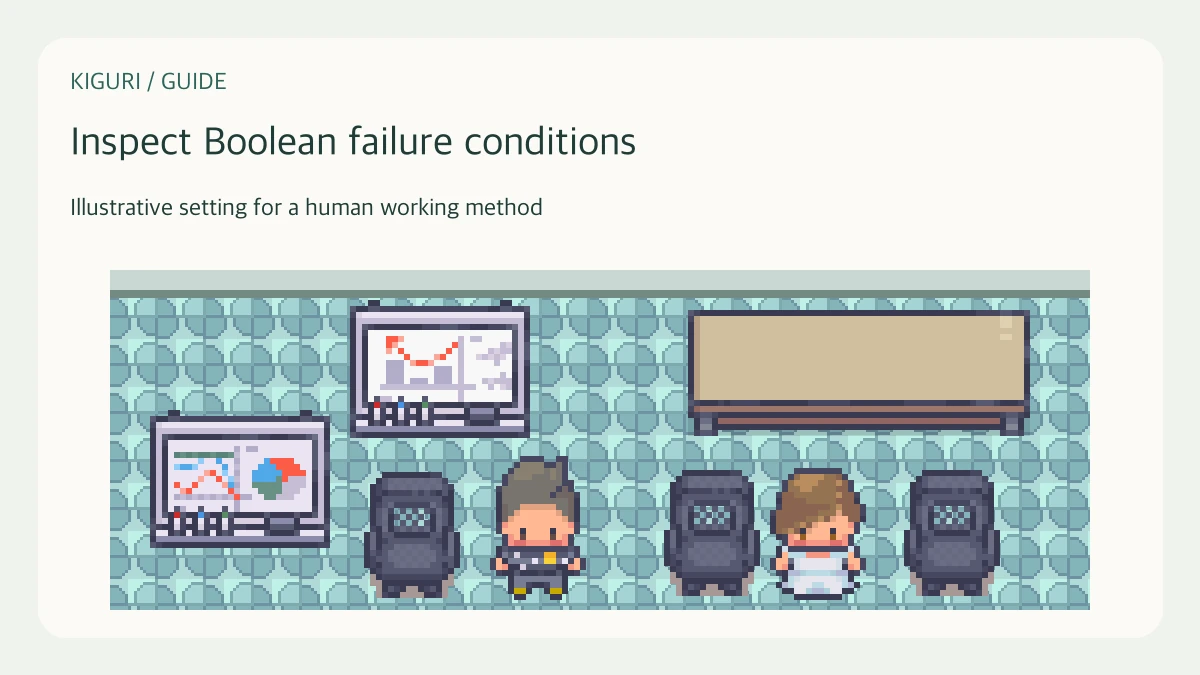 Illustrative office scene for inspect boolean failure conditions