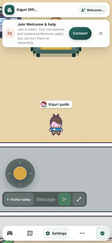 The movement control at the bottom of the mobile demo