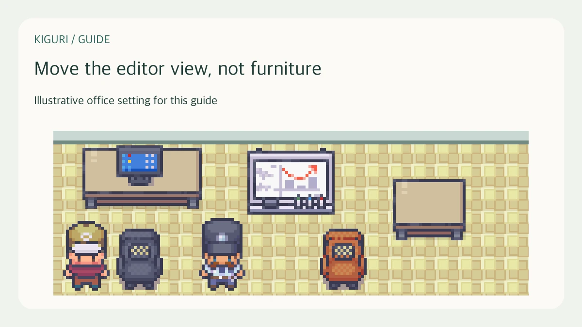Illustrative office scene to move the editor view, not furniture