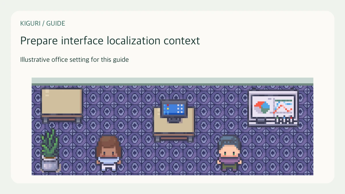 Illustrative office scene to prepare interface localization context