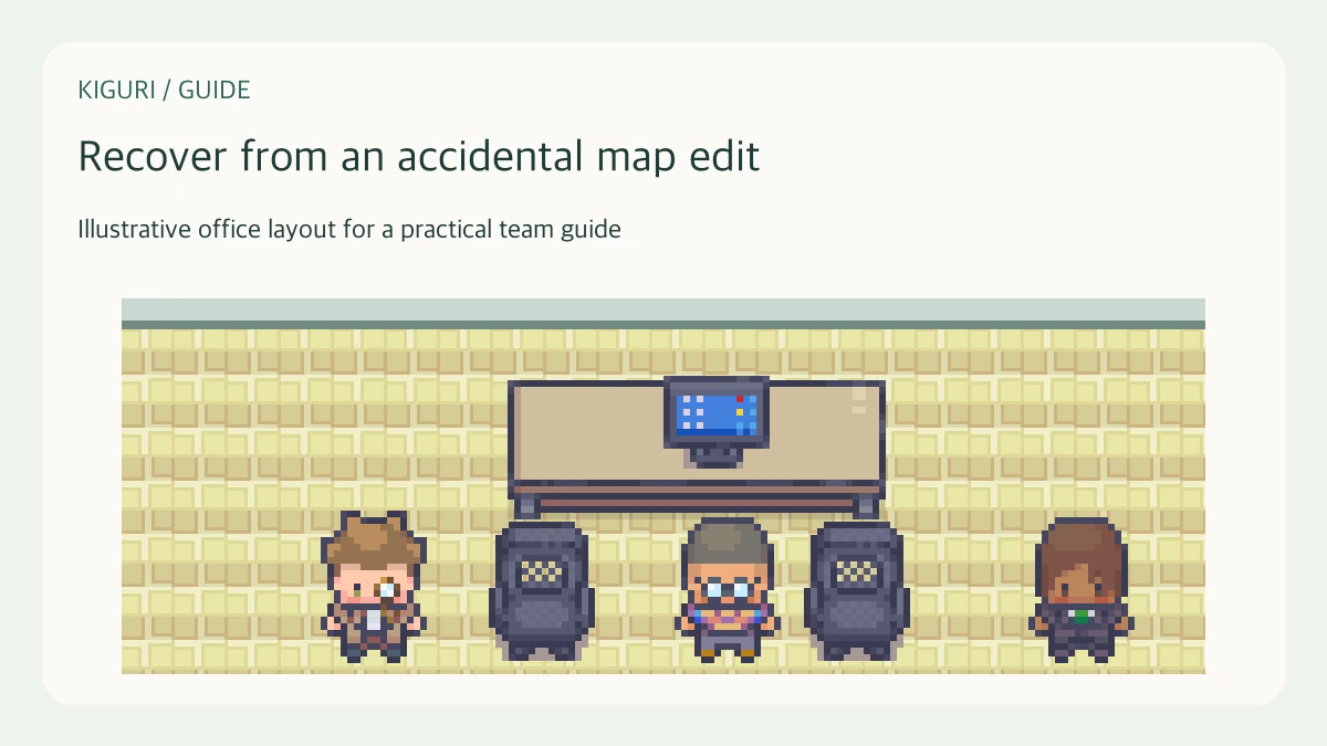 Illustrative pixel-art office scene for recover from an accidental map edit