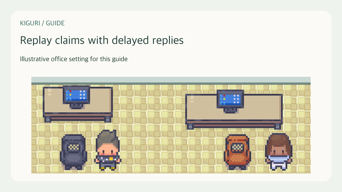 Illustrative setting to replay claims with delayed replies