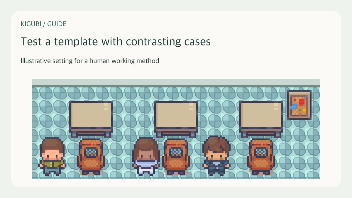 Illustrative office scene for test a template with contrasting cases